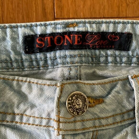 Stone Love Vintage Distressed Denim Shorts — Size 5 - Picture 4 of 5